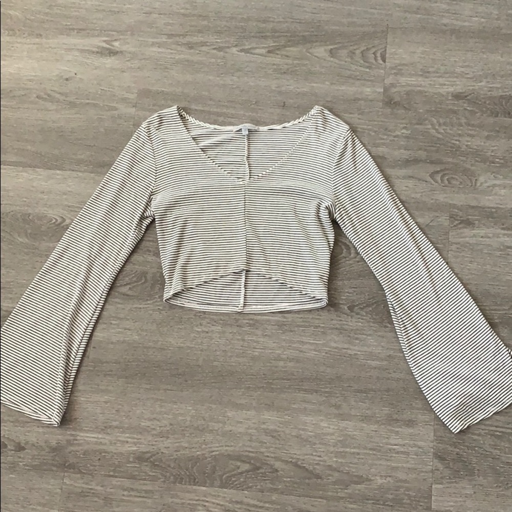 Striped flared sleeve crop top